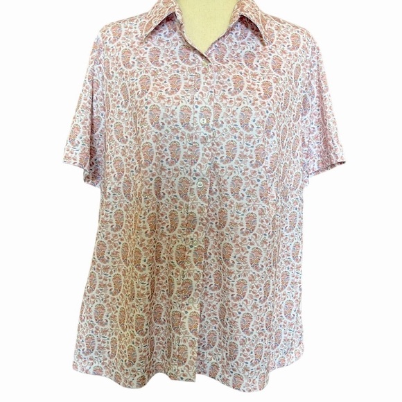 Sears Tops - Vintage 70s Sears “The Shirt” XL Paisley Button Down Funky Disco Pink Floral